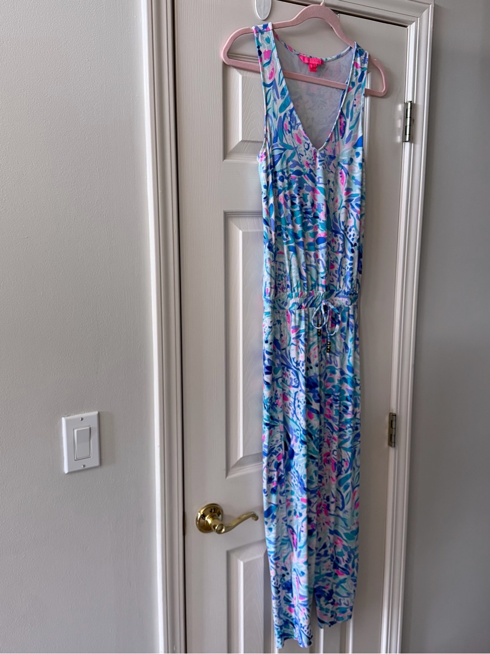 Lilly Pulitzer Paulina Jumpsuit Breakwater Tint Party Wave XS EUC